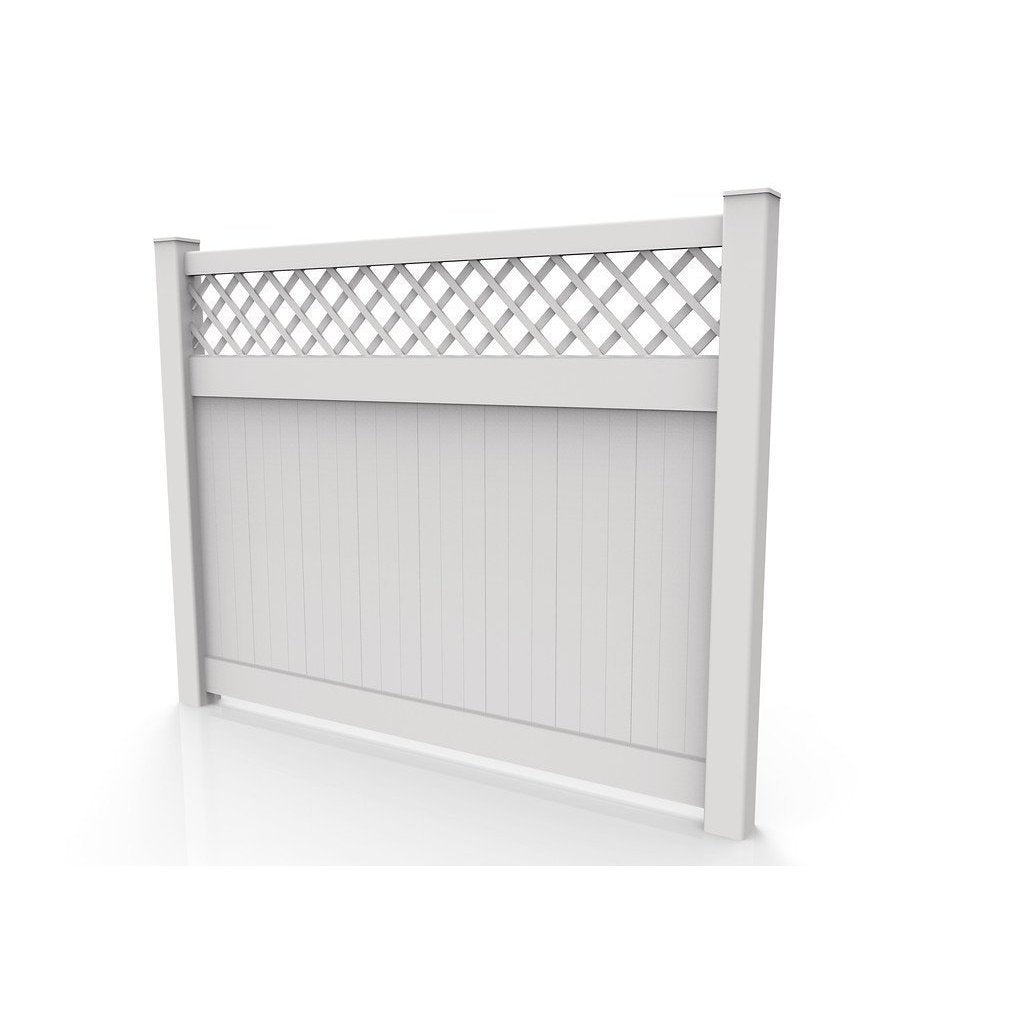 GreatBackyardz Fence Panels Greatbackyardz 6 ft. x 8 ft. White Vinyl Privacy with Lattice Fence Panel Kit