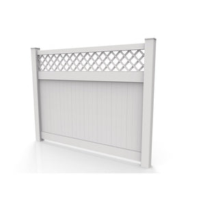 GreatBackyardz Fence Panels Greatbackyardz 6 ft. x 8 ft. White Vinyl Privacy with Lattice Fence Panel Kit