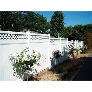 GreatBackyardz Fence Panels Greatbackyardz 6 ft. x 8 ft. White Vinyl Privacy with Lattice Fence Panel Kit