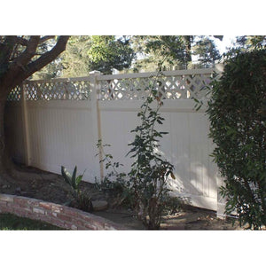 GreatBackyardz Fence Panels Greatbackyardz 6 ft. x 8 ft. White Vinyl Privacy with Lattice Fence Panel Kit