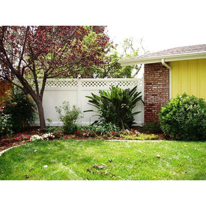 GreatBackyardz Fence Panels Greatbackyardz 6 ft. x 8 ft. White Vinyl Privacy with Lattice Fence Panel Kit
